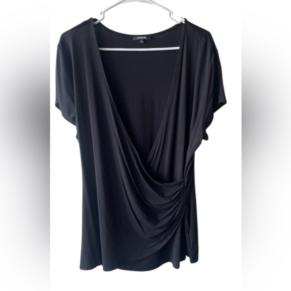 Premise Elegant Black Drape Top